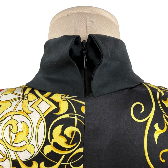 Vintage Escada Baroque Belt Print Mock Neck Silk Charmeuse Blouse Medium/Large - Picture 7 of 11